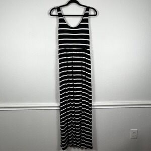 So Maxi Slip Dress Empire Waist Women's S Black White‎ Striped Stretch